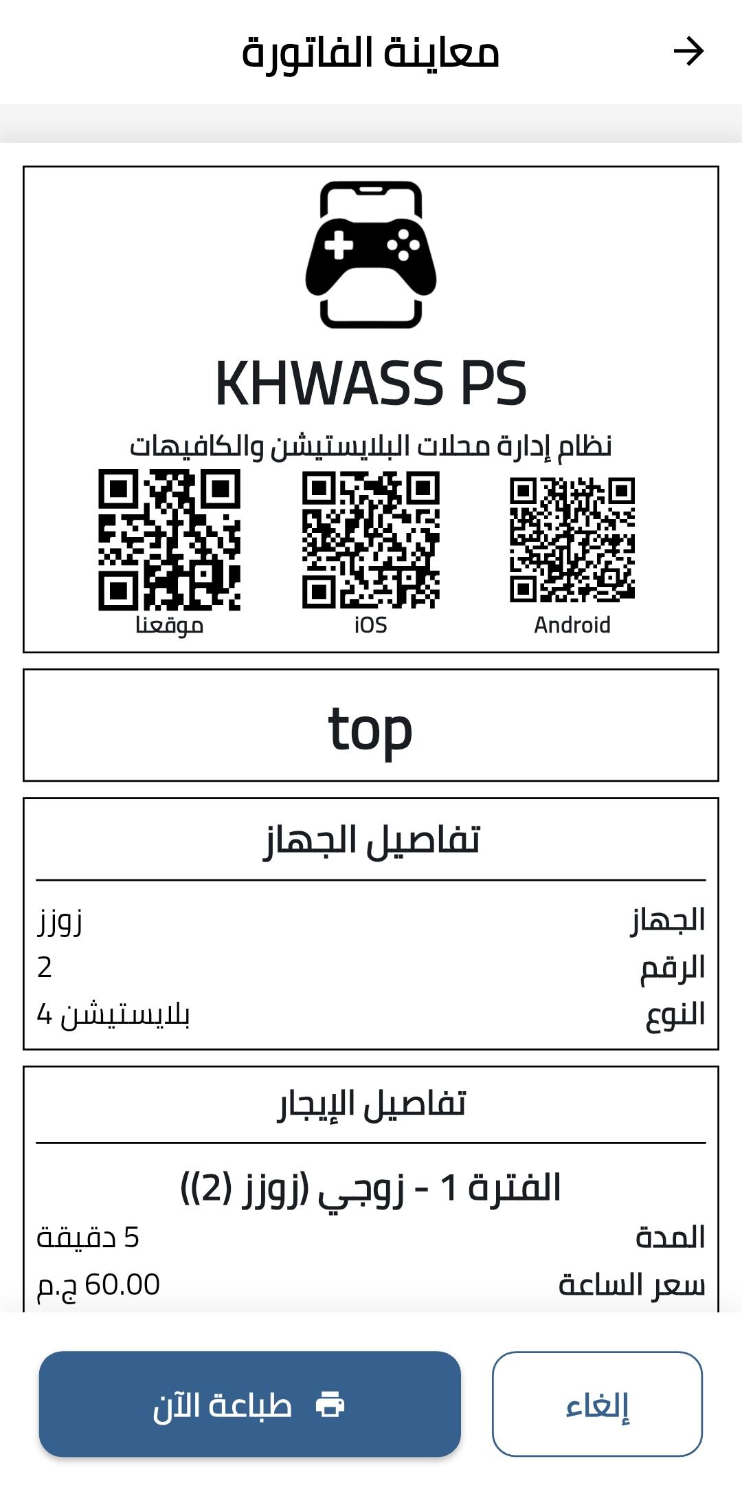 معاينة الفاتورة